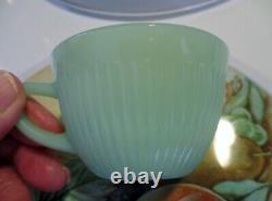 Vintage HTF Fire King Demitasse Jadeite Jane Ray Cup & Saucer in Excellent Cond