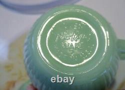 Vintage HTF Fire King Demitasse Jadeite Jane Ray Cup & Saucer in Excellent Cond