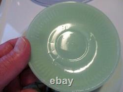 Vintage HTF Fire King Demitasse Jadeite Jane Ray Cup & Saucer in Excellent Cond