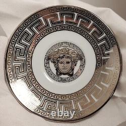 Vintage Haas & Czjzek Silver Greek Key Medusa Demitasse & Saucer Versace Style