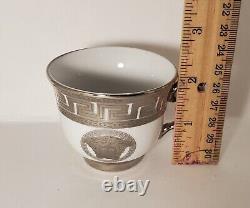 Vintage Haas & Czjzek Silver Greek Key Medusa Demitasse & Saucer Versace Style