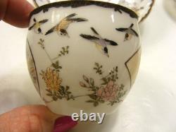 Vintage Hand Painted Japanese Porcelain Demitasse Teacup & Saucer Set of 5