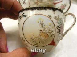 Vintage Hand Painted Japanese Porcelain Demitasse Teacup & Saucer Set of 5