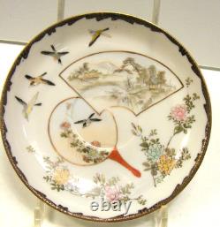 Vintage Hand Painted Japanese Porcelain Demitasse Teacup & Saucer Set of 5