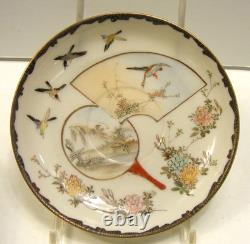Vintage Hand Painted Japanese Porcelain Demitasse Teacup & Saucer Set of 5