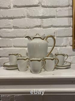 Vintage Haviland & Co. Limoges Chocolate Pot And 5 Demitasse Cups And Saucers