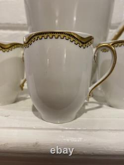 Vintage Haviland & Co. Limoges Chocolate Pot And 5 Demitasse Cups And Saucers