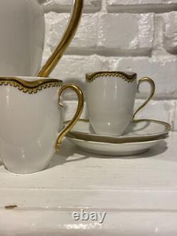 Vintage Haviland & Co. Limoges Chocolate Pot And 5 Demitasse Cups And Saucers