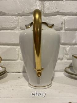 Vintage Haviland & Co. Limoges Chocolate Pot And 5 Demitasse Cups And Saucers