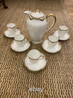 Vintage Haviland & Co. Limoges Chocolate Pot And 5 Demitasse Cups And Saucers
