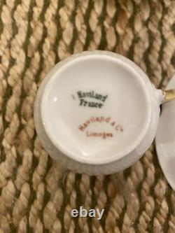 Vintage Haviland & Co. Limoges Chocolate Pot And 5 Demitasse Cups And Saucers