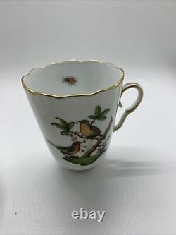 Vintage Herend Hungary Trembluese Demitasse Cup & Saucer Rothschild Bird Pattern