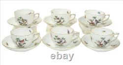 Vintage Herend Rothschild Mocha Demitasse Espresso 6 Tea Cups & Saucers 3 oz