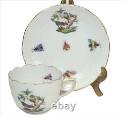 Vintage Herend Rothschild Mocha Demitasse Espresso 6 Tea Cups & Saucers 3 oz