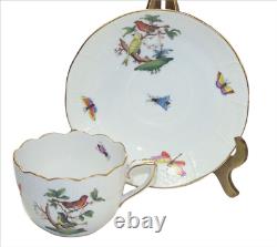 Vintage Herend Rothschild Mocha Demitasse Espresso 6 Tea Cups & Saucers 3 oz