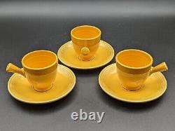 Vintage Homer Laughlin HLC Fiesta Fiestware Demitasse Stick Handle Cups Saucers