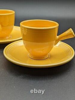 Vintage Homer Laughlin HLC Fiesta Fiestware Demitasse Stick Handle Cups Saucers