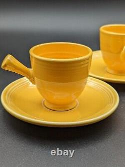 Vintage Homer Laughlin HLC Fiesta Fiestware Demitasse Stick Handle Cups Saucers