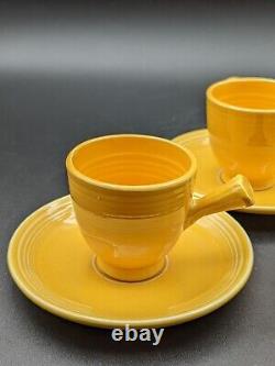 Vintage Homer Laughlin HLC Fiesta Fiestware Demitasse Stick Handle Cups Saucers