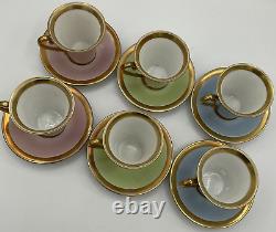 Vintage Hutschenreuther LHS Demitasse Small Teacups Saucers Bavaria Germany Lion