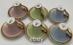 Vintage Hutschenreuther LHS Demitasse Small Teacups Saucers Bavaria Germany Lion