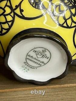 Vintage Hutschenreuther Yellow Demitasse Cup & Saucer with Silver Overlay