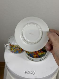 Vintage Japanese Demitasse Tea Set with Geisha Scene 6 Cups 6 Saucers + Sugar Bowl