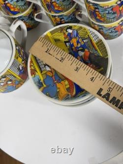 Vintage Japanese Demitasse Tea Set with Geisha Scene 6 Cups 6 Saucers + Sugar Bowl