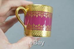 Vintage Johann Haviland Gold Gilt & Encrusted Maroon Demitasse Cup & Saucer