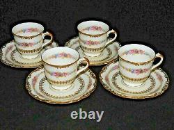 Vintage KPM Royal Ivory The Festival Demitasse Cups & Saucers- Set of 4- RARE