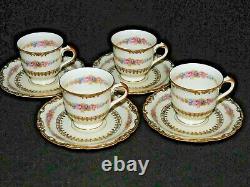 Vintage KPM Royal Ivory The Festival Demitasse Cups with Saucers- Set of 4