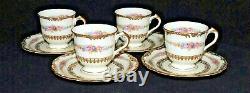 Vintage KPM Royal Ivory The Festival Demitasse Cups with Saucers- Set of 4
