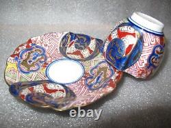 Vintage Kutani Imari Tea Set Kosen Pattern TEAPOT Demitasse Cups & Saucers