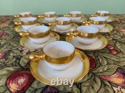 Vintage Lenox Gold Demitasse Espresso Cups & Saucers Set 10 USA