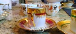 Vintage Limoges France Demitasse Espresso Cups & Saucers Gold Gilt MALEVERGN