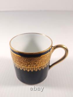 Vintage Limoges Ribes Demitasse Cobalt Blue Gold Encrusted Espresso Cup Saucer