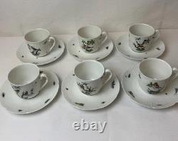 Vintage Limoges Set of 6 Demi Tasse Cups And Saucers, France, A. Raynaud et Cie