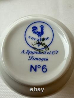 Vintage Limoges Set of 6 Demi Tasse Cups And Saucers, France, A. Raynaud et Cie