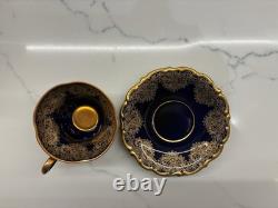 Vintage Lindner Bavaria Echt Cobalt Demitasse set Gold Gilt West Germany