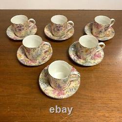 Vintage Lord Nelson Ware Chintz Heather 2750 Demitasse Tea Cup and Saucer 6