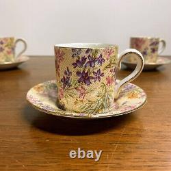 Vintage Lord Nelson Ware Chintz Heather 2750 Demitasse Tea Cup and Saucer 6