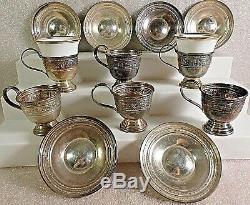 Vintage M. Fred Hirsch Co. 6 Demitasse Cup Holders6 Saucers2 Tuscan CupsRare