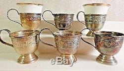 Vintage M. Fred Hirsch Co. 6 Demitasse Cup Holders6 Saucers2 Tuscan CupsRare