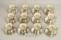 Vintage M Fred Hirsch Sterling Silver Egg Demitasse Cups Saucers Lenox Porcelain