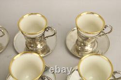 Vintage M Fred Hirsch Sterling Silver Egg Demitasse Cups Saucers Lenox Porcelain