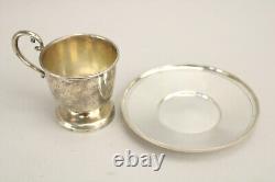 Vintage M Fred Hirsch Sterling Silver Egg Demitasse Cups Saucers Lenox Porcelain