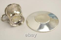 Vintage M Fred Hirsch Sterling Silver Egg Demitasse Cups Saucers Lenox Porcelain