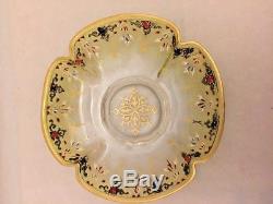 Vintage MOSER Yellow to Clear Demitasse Cup and Saucer Set Enamel, Gild, Jewels