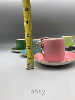 Vintage Marks & Rosenfield France Multicolor Demitasse Cups Saucers Six Sets