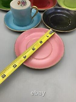 Vintage Marks & Rosenfield France Multicolor Demitasse Cups Saucers Six Sets